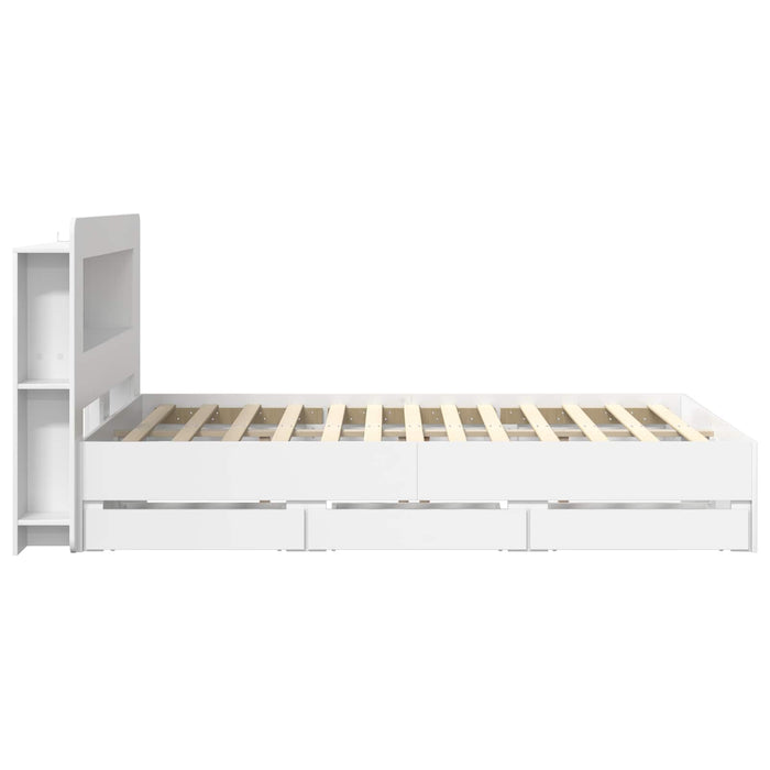 Cadru de pat cu depozitare Alb 150 x 200 cm Lemn prelucrat - WALTI WALTI