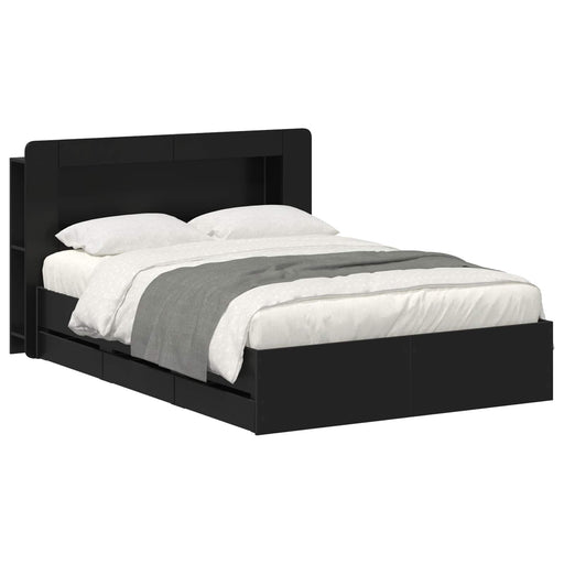 Cadru de pat cu depozitare Negru 160 x 200 cm Lemn prelucrat - WALTI WALTI