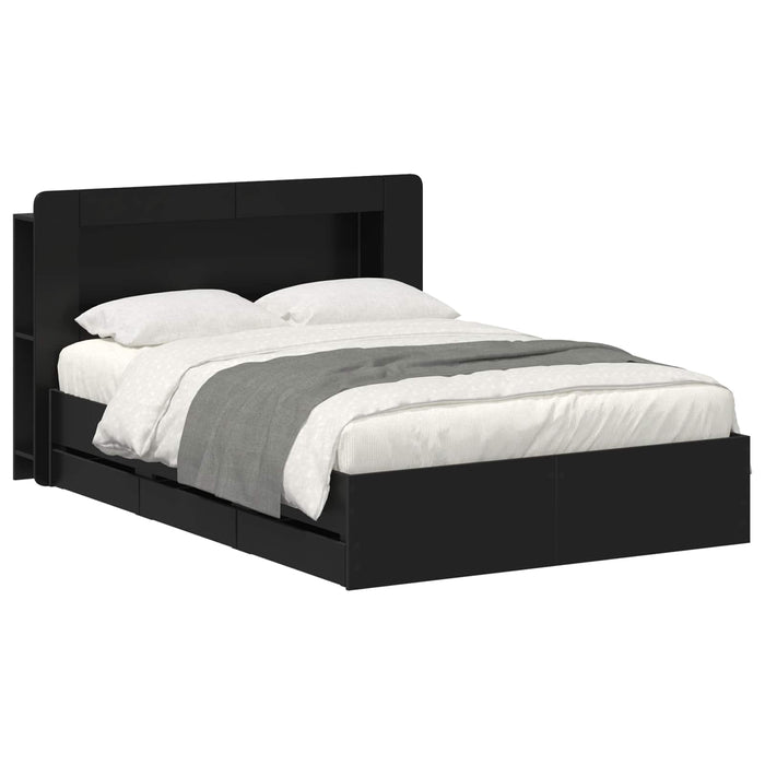 Cadru de pat cu depozitare Negru 160 x 200 cm Lemn prelucrat - WALTI WALTI