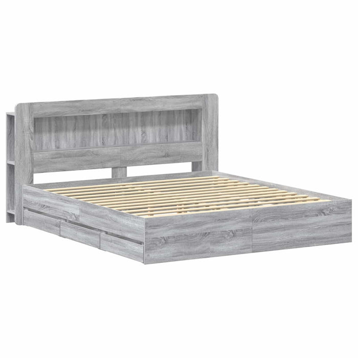 Cadru de pat cu depozitare cu headboard Sonoma gri 180 x 200 cm - WALTI WALTI