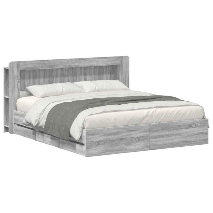 Cadru de pat cu depozitare cu headboard Sonoma gri 200 x 200 cm - WALTI WALTI