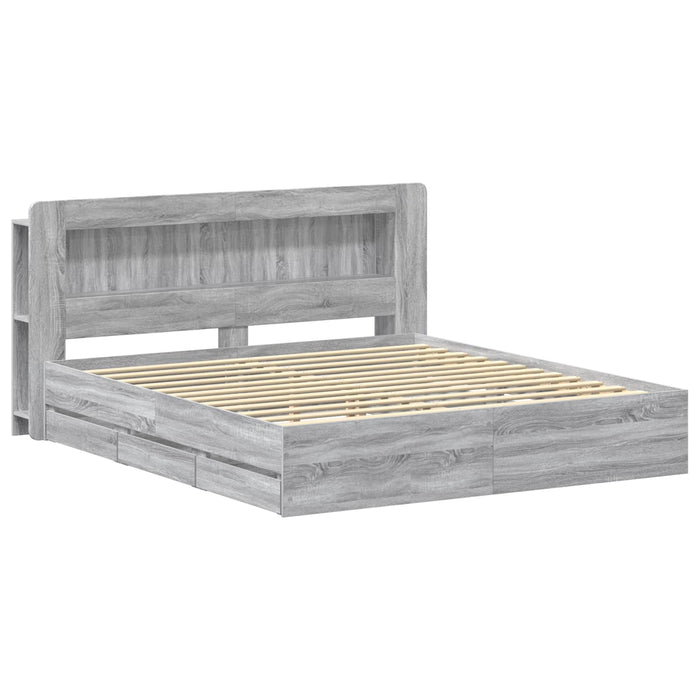 Cadru de pat cu depozitare cu headboard Sonoma gri 200 x 200 cm - WALTI WALTI