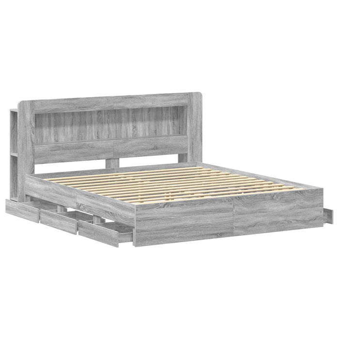 Cadru de pat cu depozitare cu headboard Sonoma gri 200 x 200 cm - WALTI WALTI