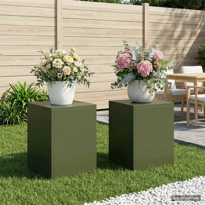 Suport pentru plante 2 pcs Verde măsliniu 30 x 30 x 40 cm Oțel WALTI