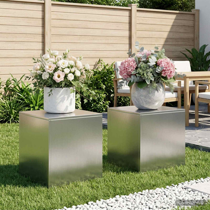Suport pentru plante 2 pcs Argintiu 40 x 40 x 40 cm WALTI
