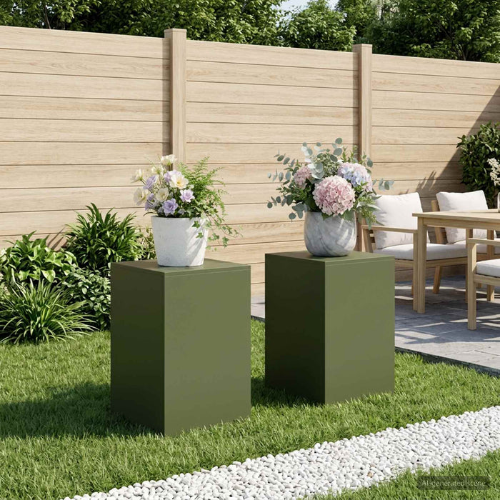 Suport pentru plante 2 pcs Verde măsliniu 40 x 40 x 60 cm Oțel WALTI
