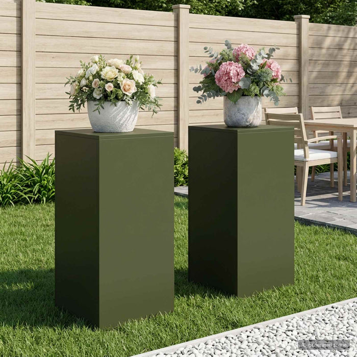 Suport pentru plante 2 pcs Verde măsliniu 40 x 40 x 80 cm Oțel WALTI