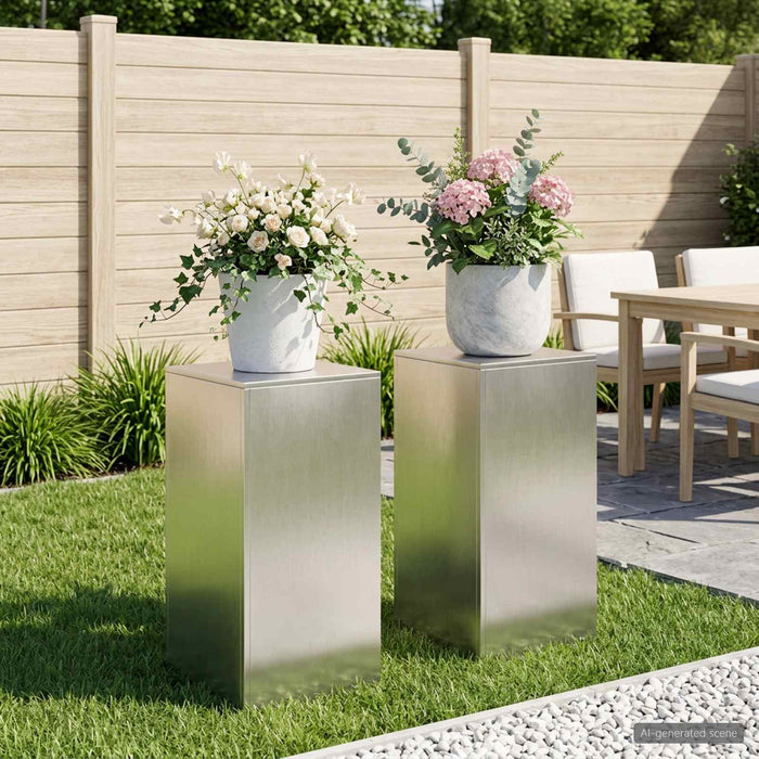 Suport pentru plante 2 pcs Argintiu 40 x 40 x 80 cm Oțel WALTI