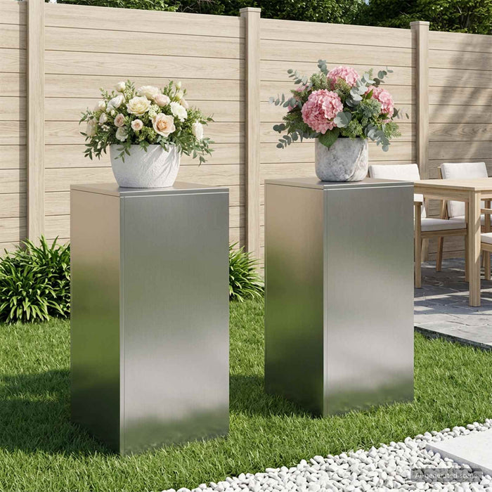 Suport pentru plante 2 pcs Argintiu 40 x 40 x 80 cm WALTI
