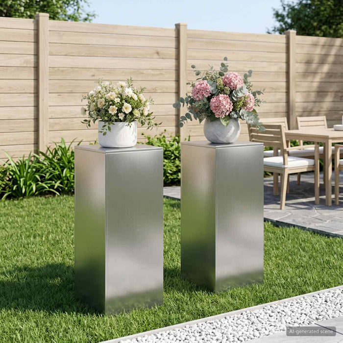 Suport pentru plante 2 pcs Argintiu 40 x 40 x 100 cm WALTI
