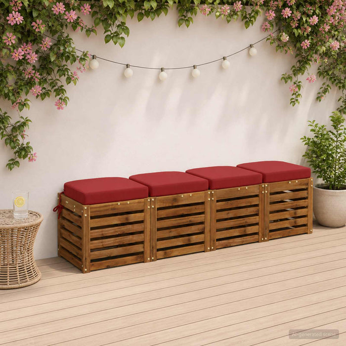Set de perne de 4 piese SOEST 4 pcs 100% Polyester Roșu Vin WALTI