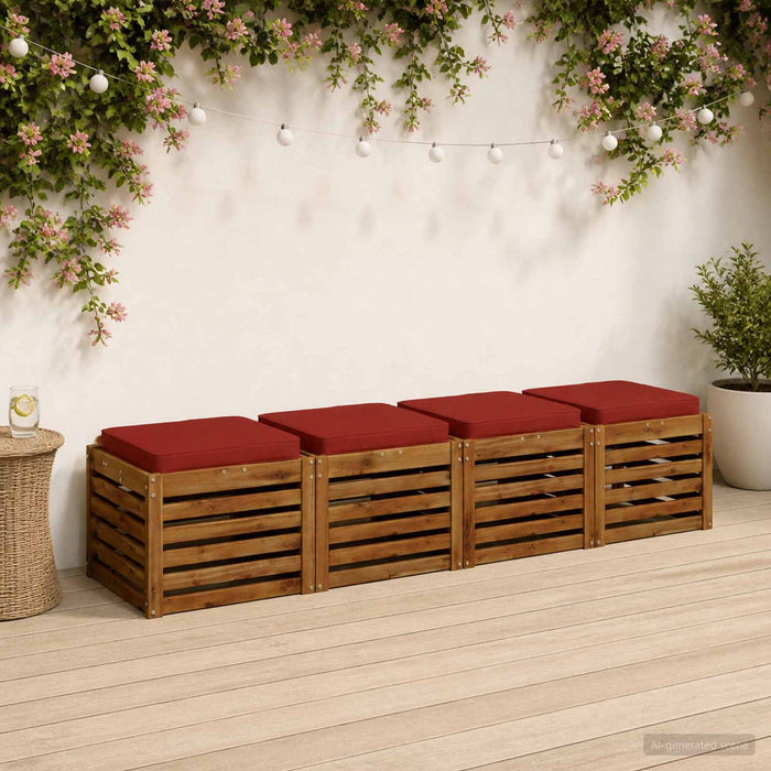 Perne pentru șezut cu 4 piese VUGHT 4 pcs 100% Polyester Roșu WALTI