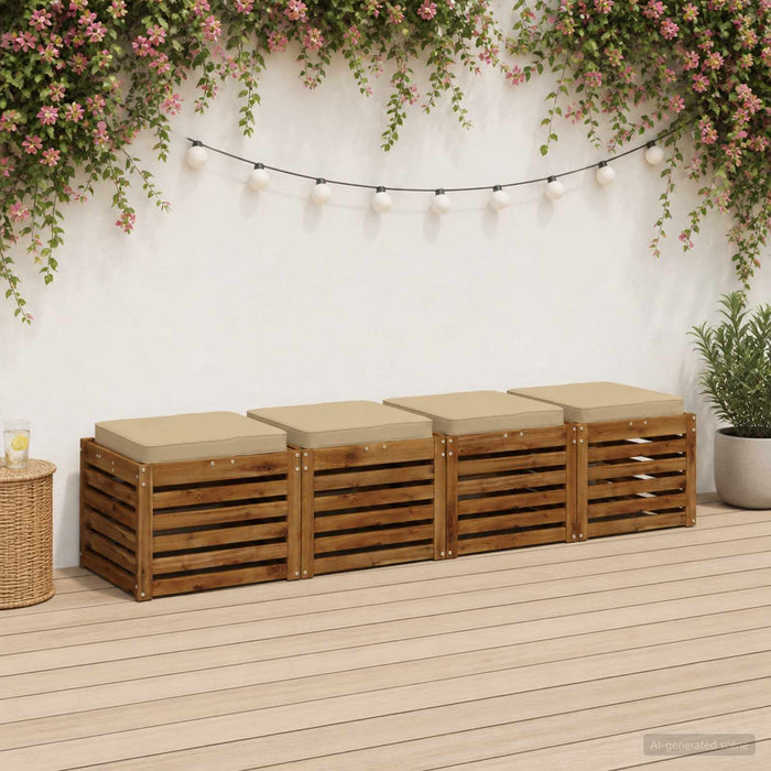 Perne pentru șezut cu 4 piese VUGHT 4 pcs 100% Polyester Bej WALTI