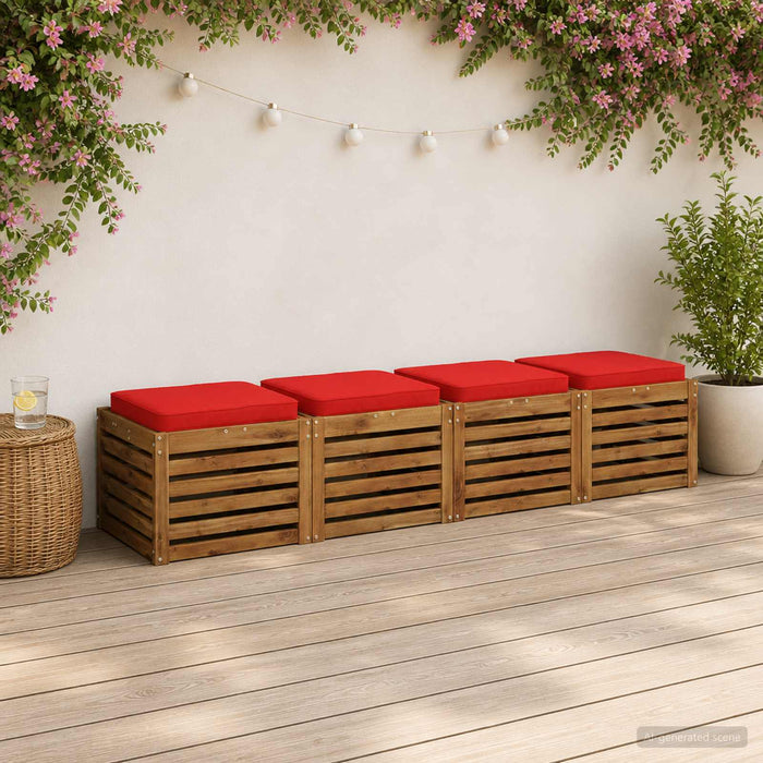 Perne pentru șezut cu 4 piese VUGHT 4 pcs 100% Polyester Roșu WALTI