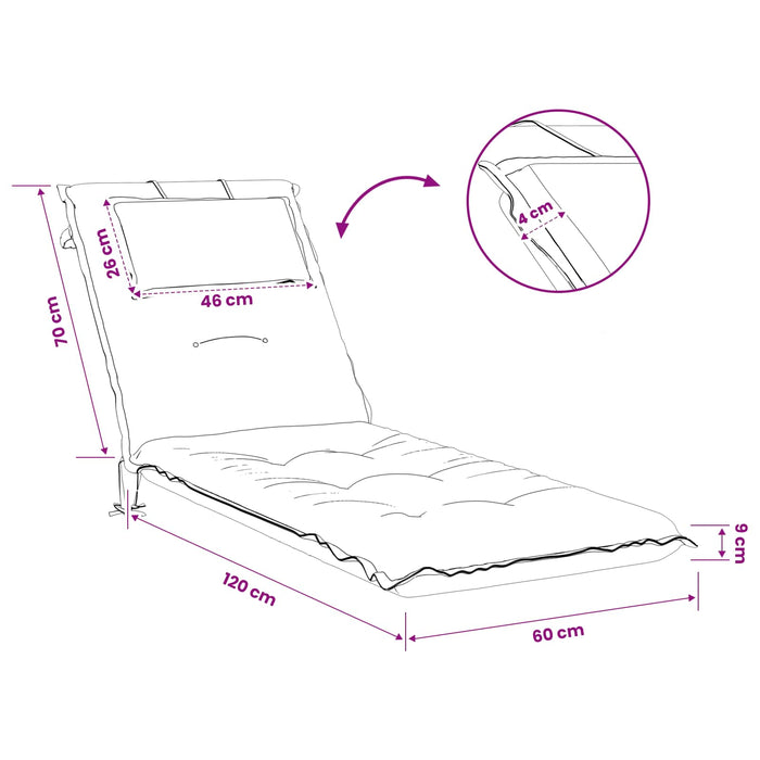 Perna pentru Șezlong GEMERT 100% Polyester Roz 190 x 60 x 9 cm - WALTI WALTI