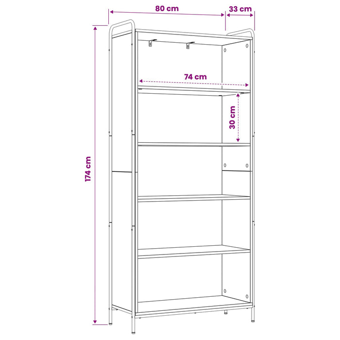 Dulap pentru cărți 55,5 x 33 x 174 cm Lemn prelucrat Lemn vechi WALTI
