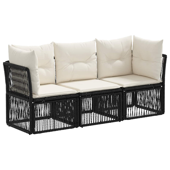Set de canapele pentru grădină 3 pcs Negru poliratan WALTI