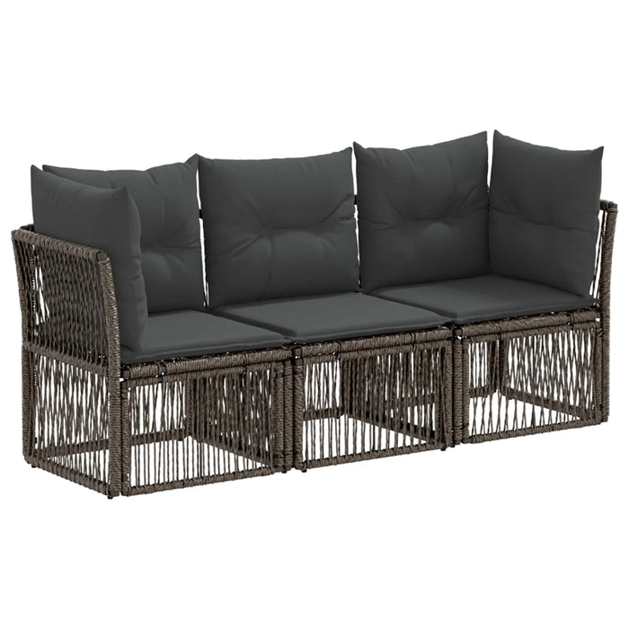 Set de canapele pentru grădină 3 pcs Gri poliratan WALTI