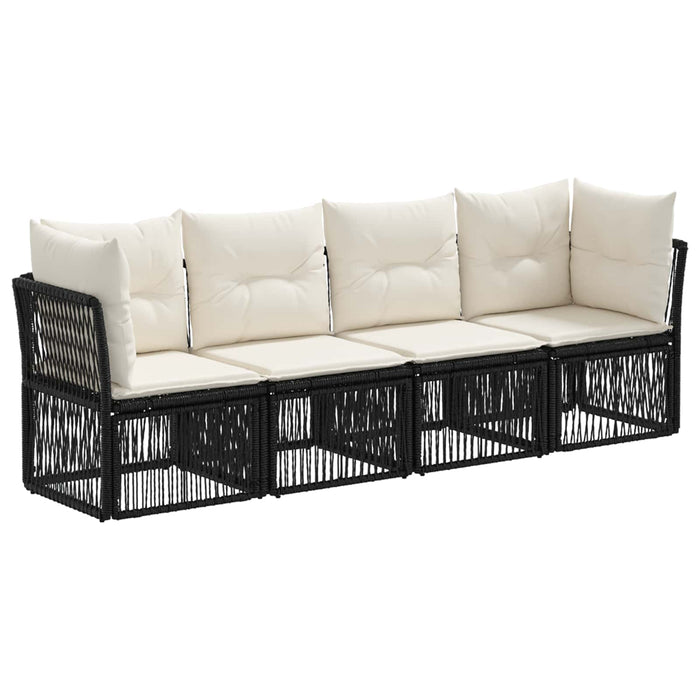 Set de canapele pentru grădină 4 pcs Negru poliratan WALTI