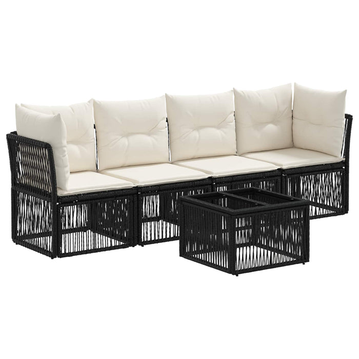 Set de canapele pentru grădină 5 pcs Negru poliratan - WALTI WALTI