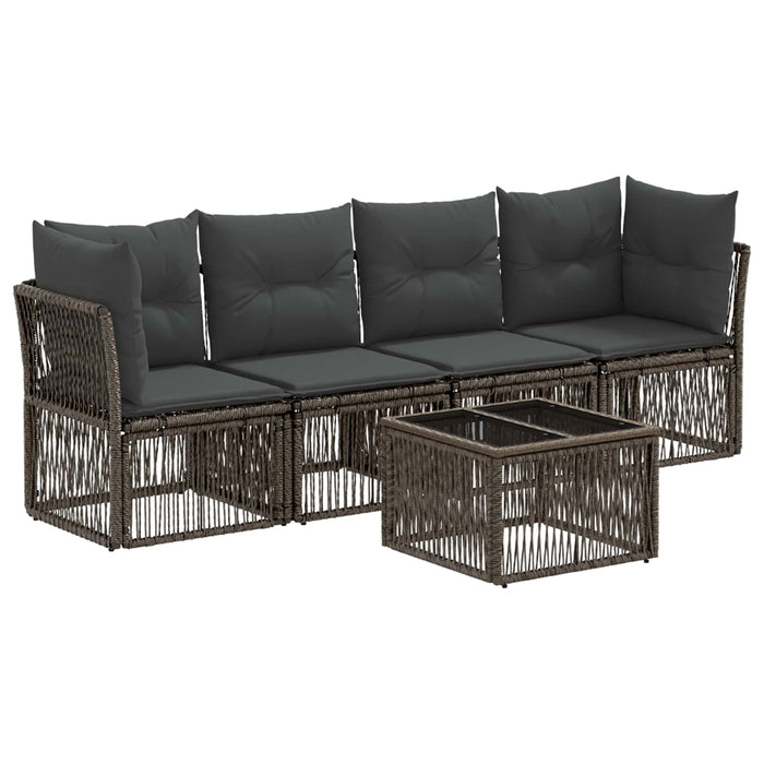 Set de canapele pentru grădină 5 pcs Gri poliratan - WALTI WALTI