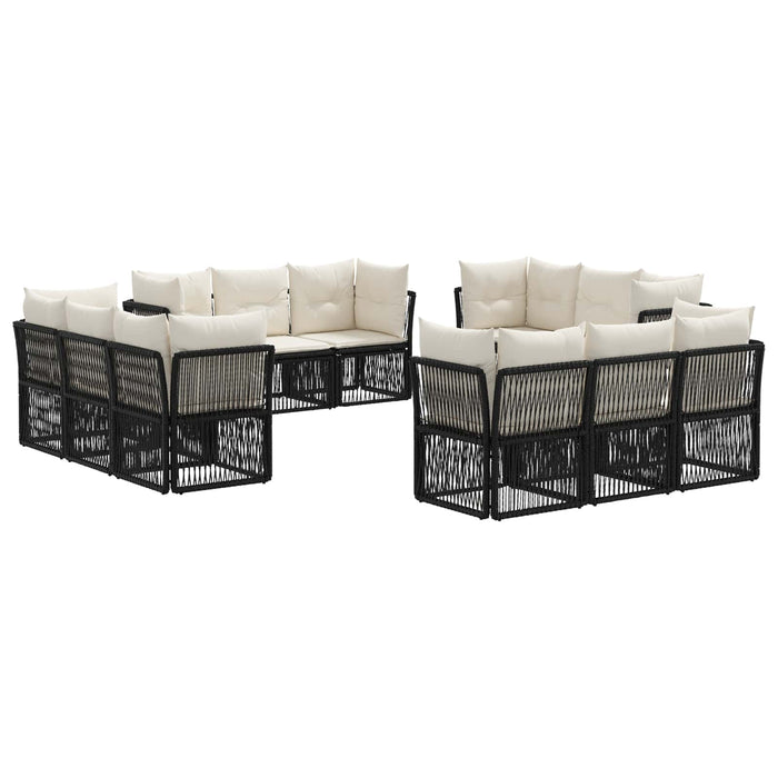 Set de canapele pentru grădină 12 pcs Negru poliratan WALTI