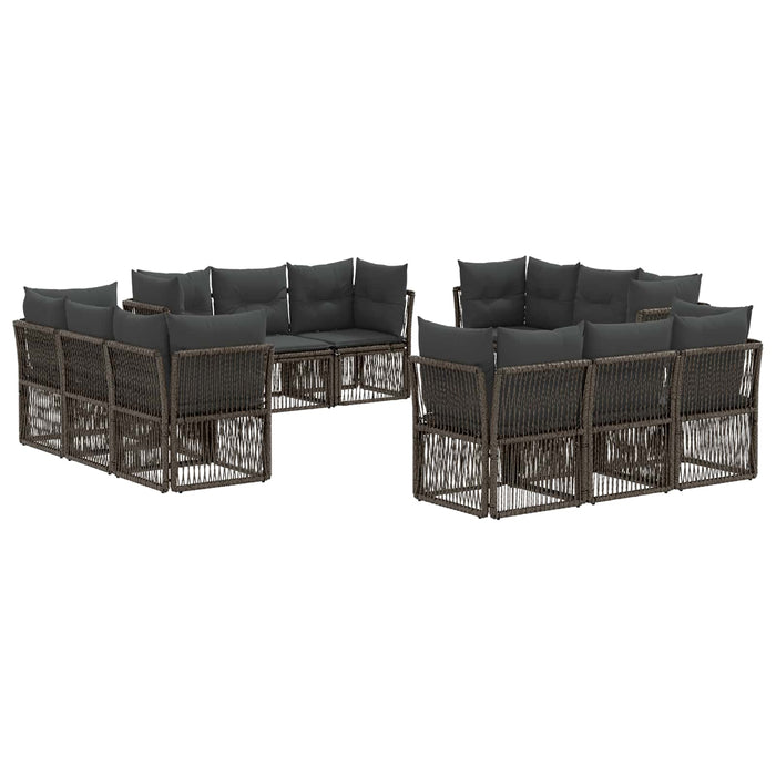 Set de canapele pentru grădină 12 pcs Gri poliratan WALTI