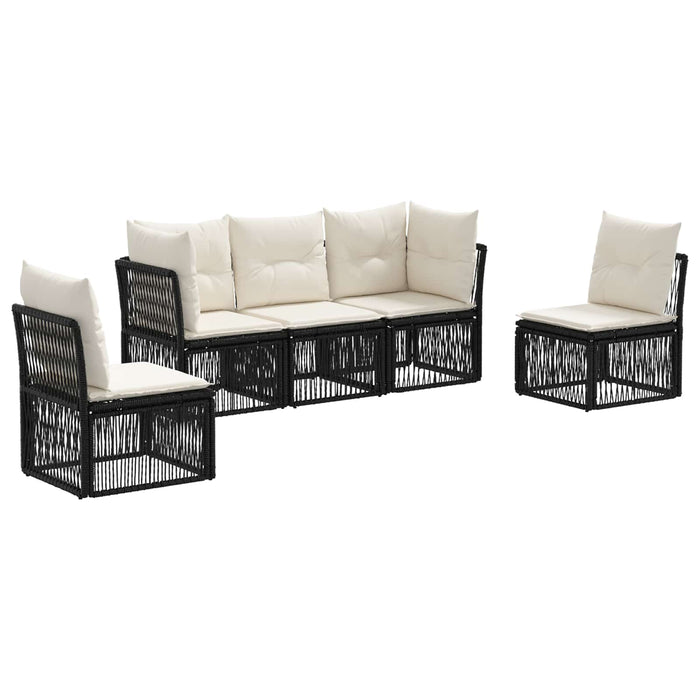 Set de canapele pentru grădină 5 pcs Negru poliratan WALTI