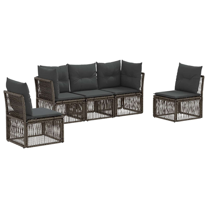 Set de canapele pentru grădină 5 pcs Gri poliratan WALTI