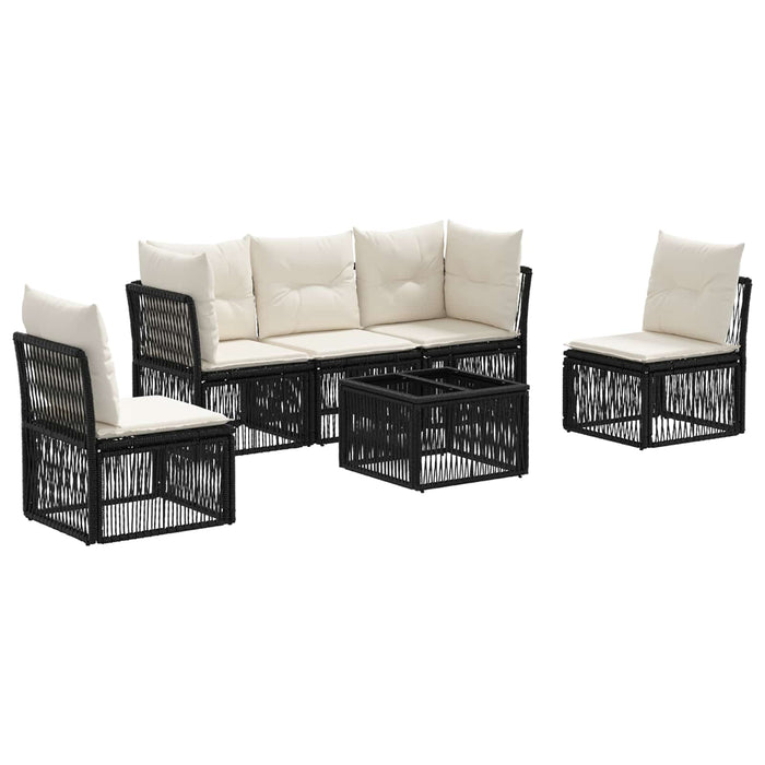Set de canapele pentru grădină 6 pcs Negru poliratan - WALTI WALTI