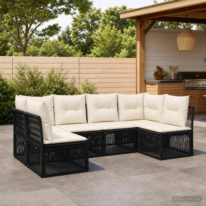 Set de canapele pentru grădină 6 pcs Negru poliratan - WALTI WALTI