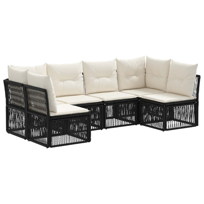 Set de canapele pentru grădină 6 pcs Negru poliratan WALTI