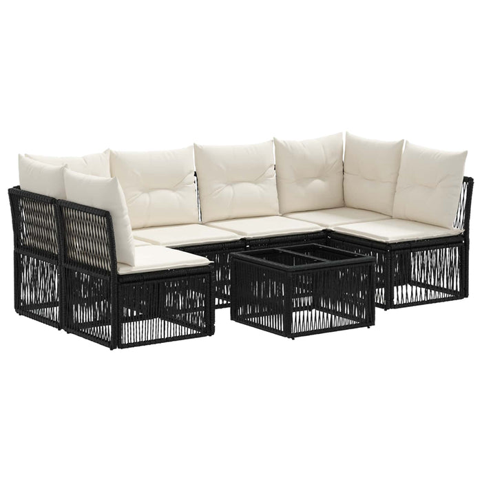 Set de canapele pentru grădină 7 pcs Negru poliratan - WALTI WALTI