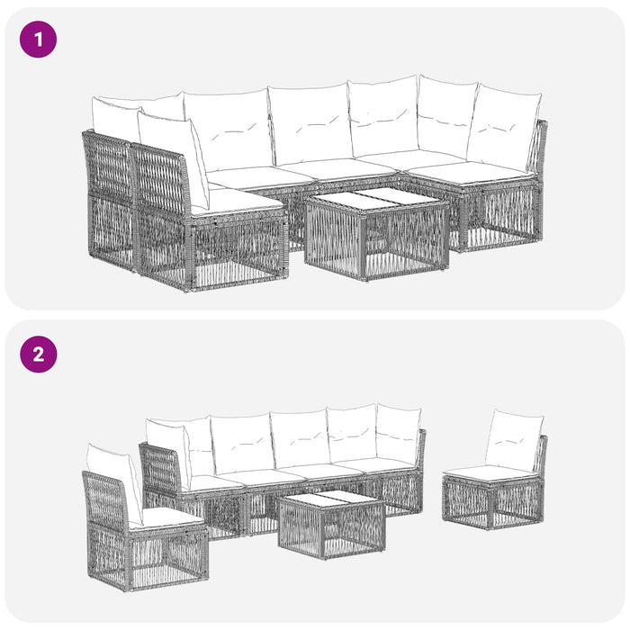 Set de canapele pentru grădină 7 pcs Bej poliratan - WALTI WALTI