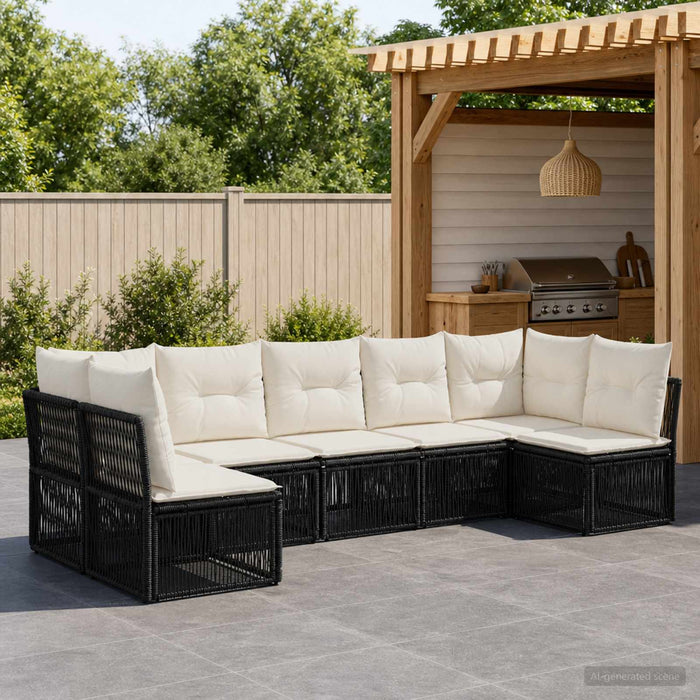 Set de canapele pentru grădină 7 pcs Negru poliratan - WALTI WALTI