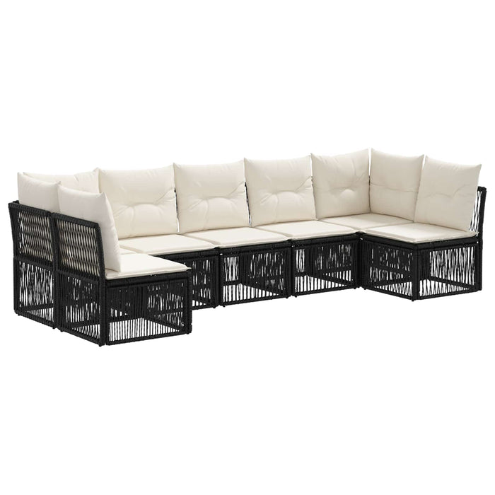 Set de canapele pentru grădină 7 pcs Negru poliratan WALTI