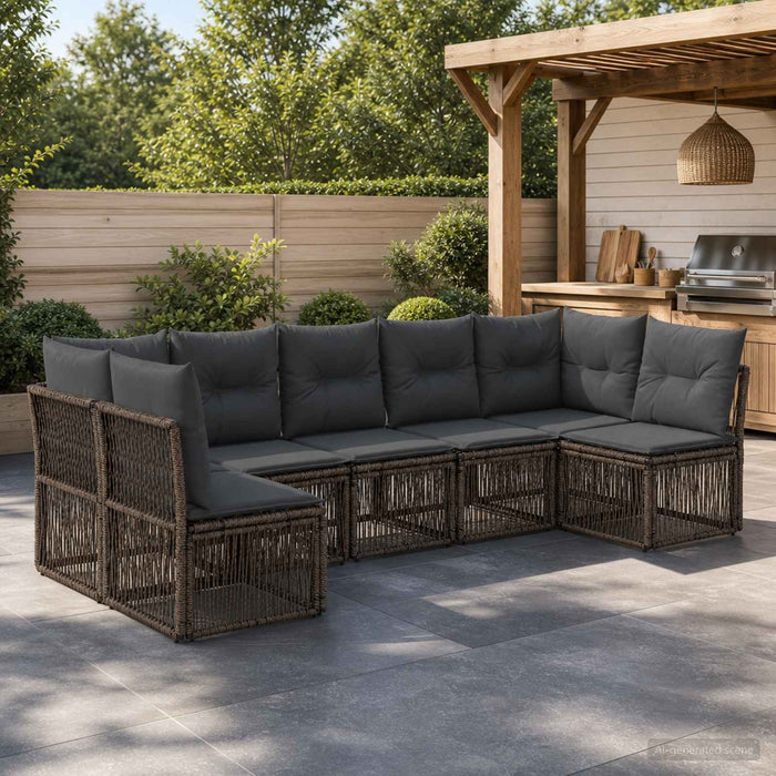 Set de canapele pentru grădină 7 pcs Gri poliratan - WALTI WALTI