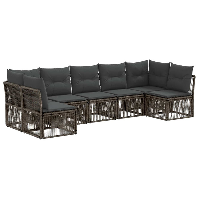 Set de canapele pentru grădină 7 pcs Gri poliratan WALTI