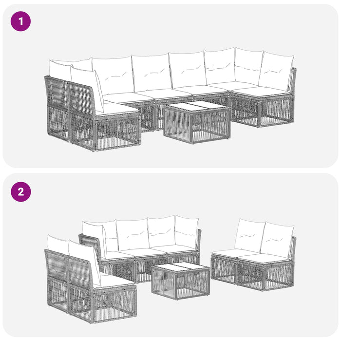 Set de canapele pentru grădină 8 pcs Negru poliratan - WALTI WALTI