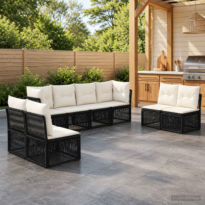 Set de canapele pentru grădină 8 pcs Negru poliratan - WALTI WALTI
