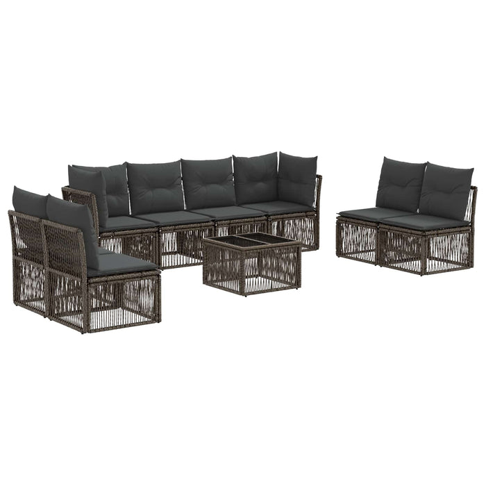 Set de canapele pentru grădină 9 pcs Gri poliratan - WALTI WALTI