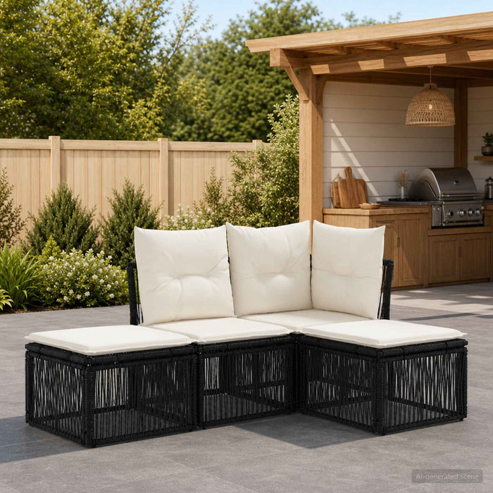 Set de canapele pentru grădină 4 pcs Negru poliratan - WALTI WALTI