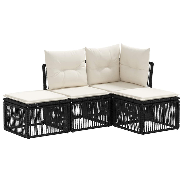 Set de canapele pentru grădină 4 pcs Negru poliratan WALTI