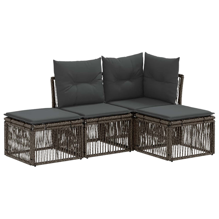 Set de canapele pentru grădină 4 pcs Gri poliratan - WALTI WALTI