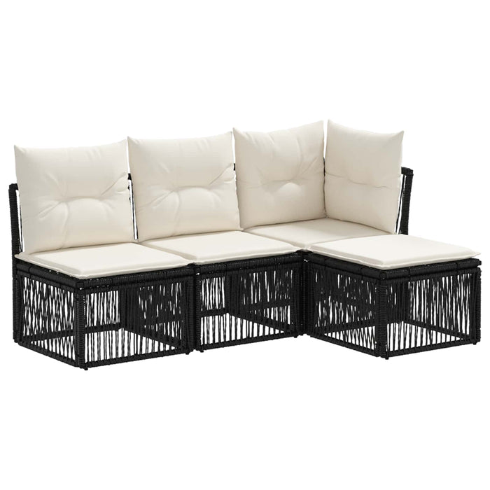 Set de canapele pentru grădină 4 pcs Negru poliratan WALTI