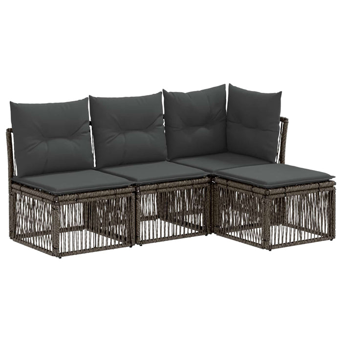 Set de canapele pentru grădină 4 pcs Gri poliratan WALTI