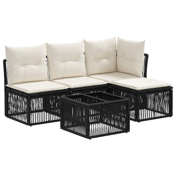 Set de canapele pentru grădină 5 pcs Negru poliratan - WALTI WALTI