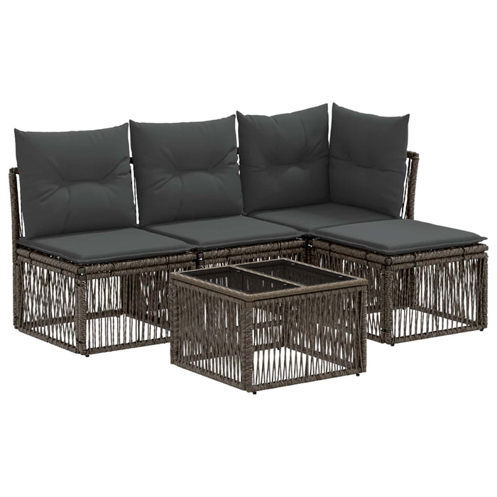 Set de canapele pentru grădină 5 pcs Gri poliratan - WALTI WALTI