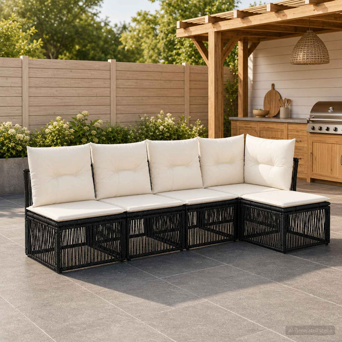 Set de canapele pentru grădină 5 pcs Negru poliratan - WALTI WALTI