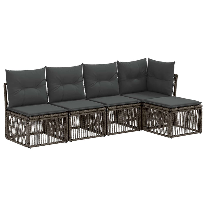 Set de canapele pentru grădină 5 pcs Gri poliratan WALTI